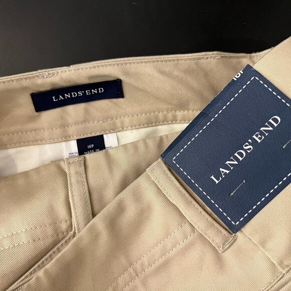 LAND'S END Women's Beige Khaki Pants - Size 16P - NWT - Picture 2 of 4